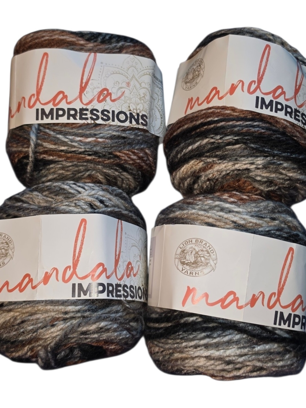 Lion Brand Mandala Impressions Nightfall Yarn Lot of 4 Bulky #5 Multicolor